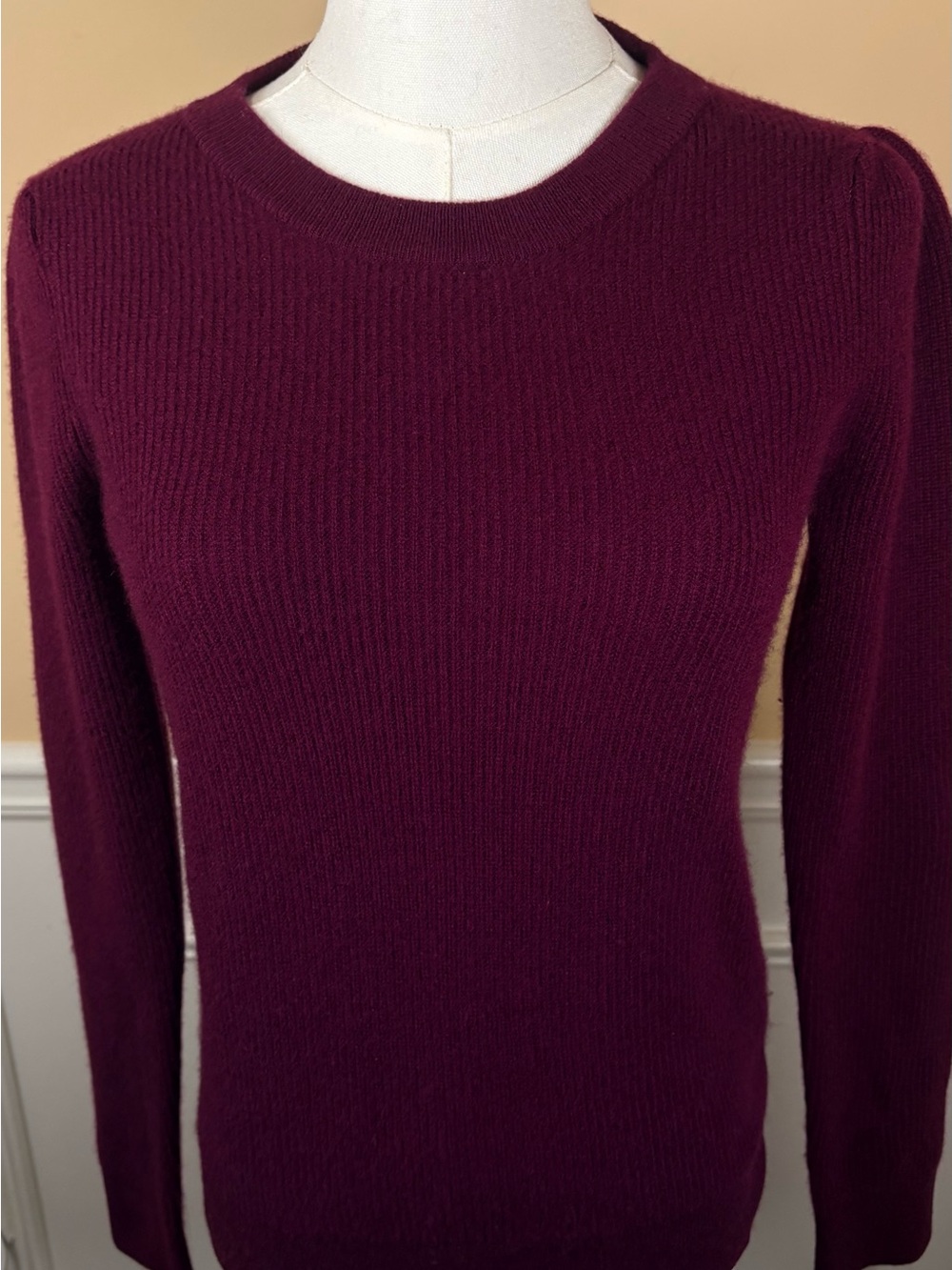 🍷 The Cashmere Project 100% Cashmere Ribbed Sweater XS Burgundy Wine